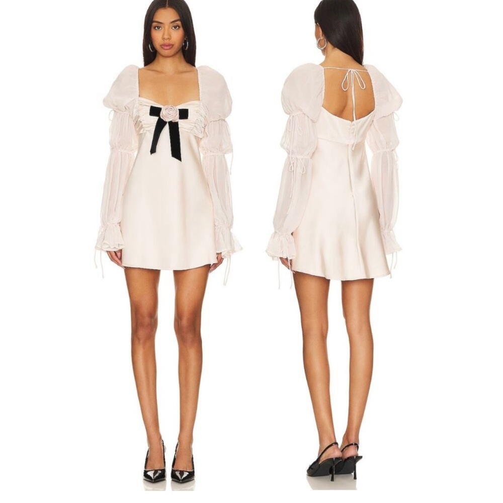 For Love & Lemons Elegant Pink Puff Sleeve Dress